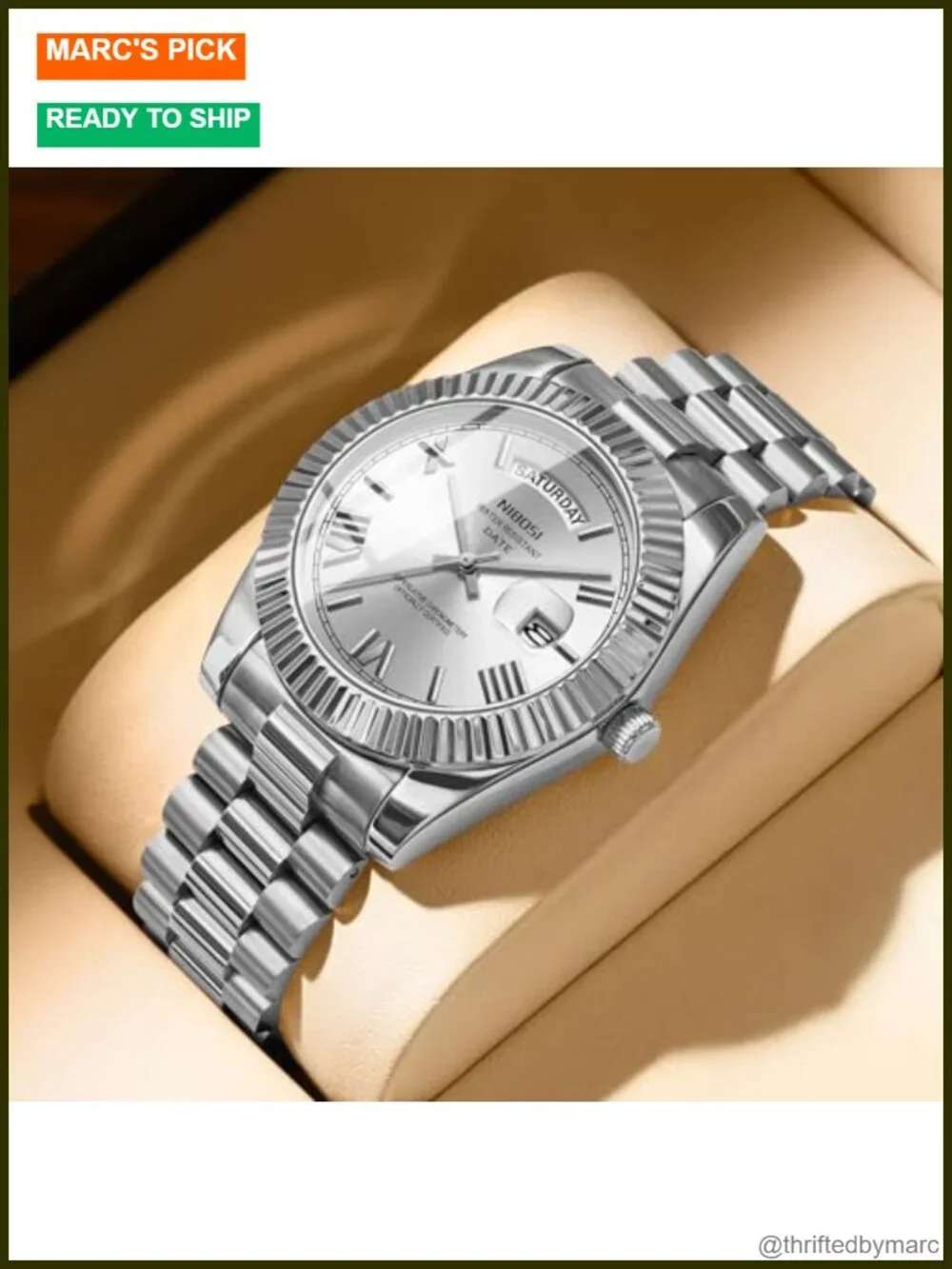 Analog Quartz Stainless Steel Business Dress Watch Day Date